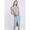 Vestido midi detalles hombro